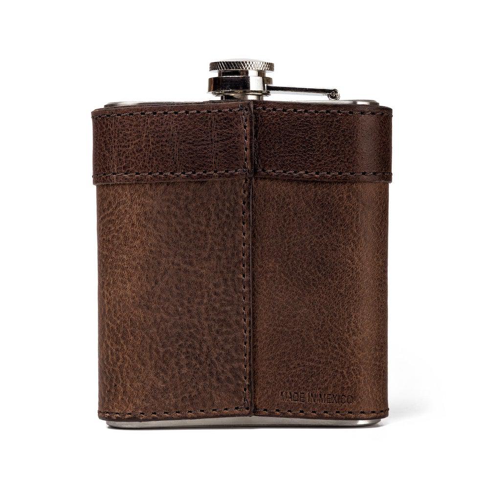 Campaign Leather Flask-Accessories > Beverage Carriers & Coolers > Leather-Smoke-Mission Mercantile Leather Goods