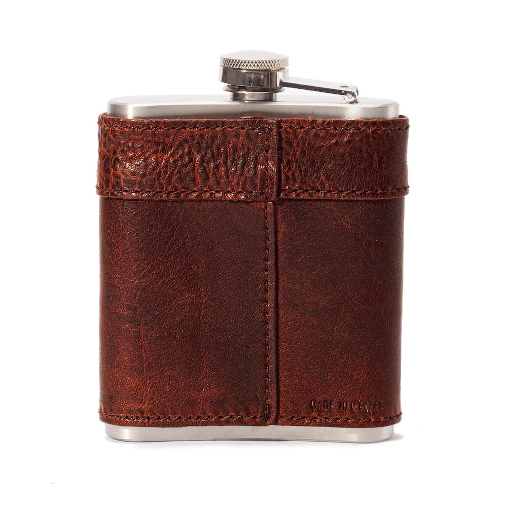 Campaign Leather Flask-Accessories > Beverage Carriers & Coolers > Leather-Whiskey-Mission Mercantile Leather Goods