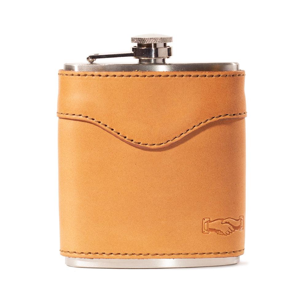 Campaign Leather Flask-Accessories > Beverage Carriers & Coolers > Leather-Saddle-Mission Mercantile Leather Goods