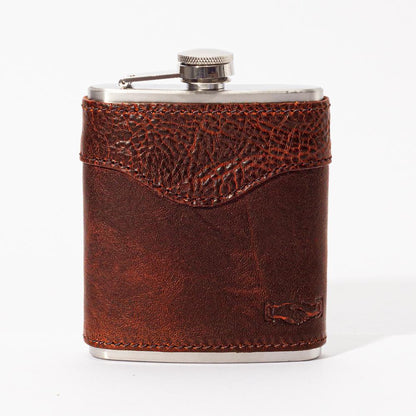 Campaign Leather Flask-Accessories > Beverage Carriers & Coolers > Leather-Whiskey-Mission Mercantile Leather Goods