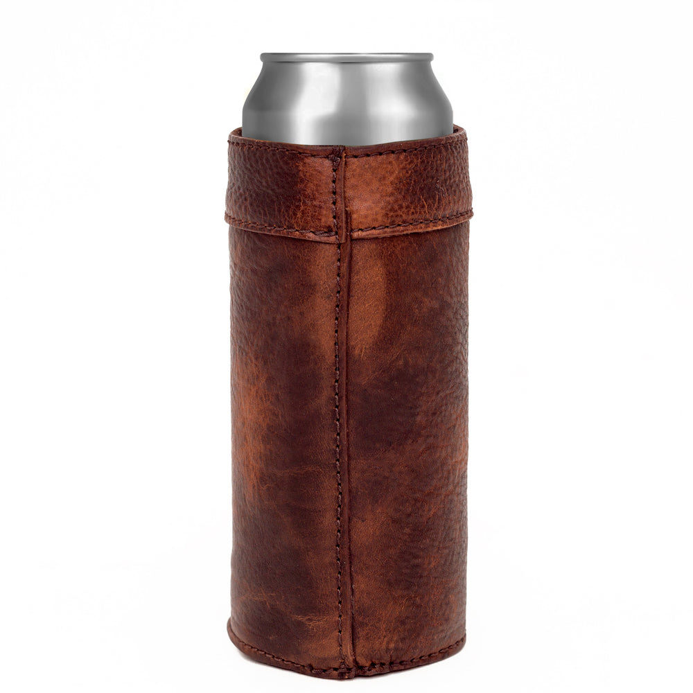 Campaign Leather Slim Can Koozie-Accessories > Beverage Carriers & Coolers > Leather-Whiskey-Mission Mercantile Leather Goods