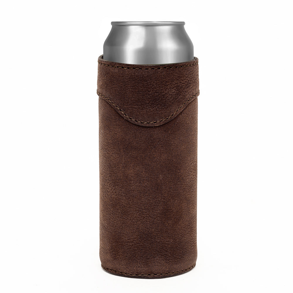 Campaign Leather Slim Can Koozie-Accessories > Beverage Carriers & Coolers > Leather-Smoke-Mission Mercantile Leather Goods
