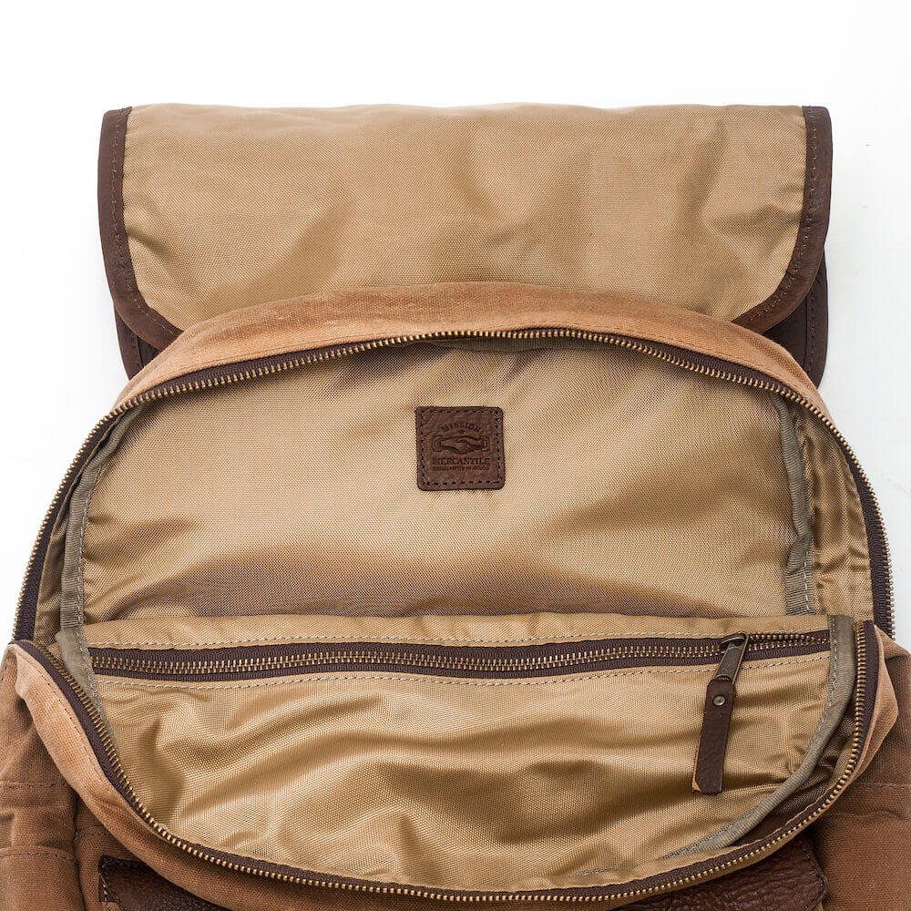 Campaign Waxed Canvas Leather Backpack-Bags > Backpack > Waxed Canvas-Smoke-Brown-Mission Mercantile Leather Goods