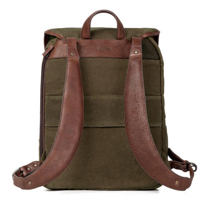Campaign Waxed Canvas Leather Backpack-Bags > Backpack > Waxed Canvas-Smoke-Forest-Mission Mercantile Leather Goods