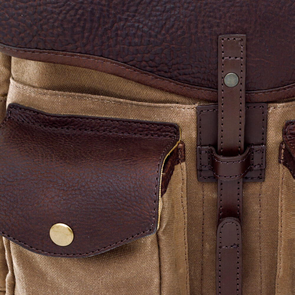 Campaign Waxed Canvas Leather Backpack-Bags > Backpack > Waxed Canvas-Smoke-Brown-Mission Mercantile Leather Goods