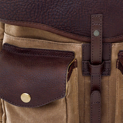 Campaign Waxed Canvas Leather Backpack-Bags > Backpack > Waxed Canvas-Smoke-Brown-Mission Mercantile Leather Goods