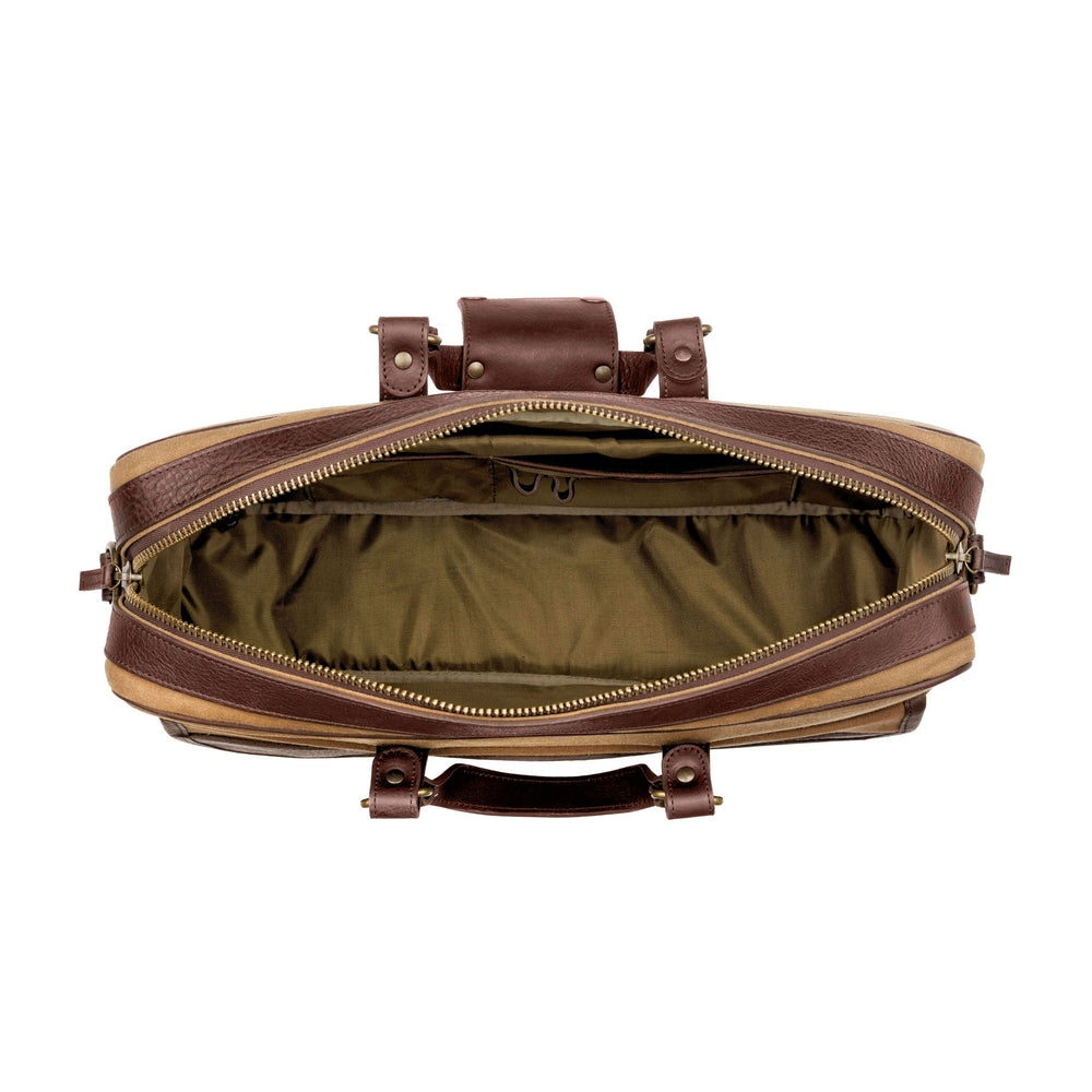 Campaign Waxed Canvas Briefcase-Bags > Briefcase > Waxed Canvas-Smoke-Brown-Mission Mercantile Leather Goods