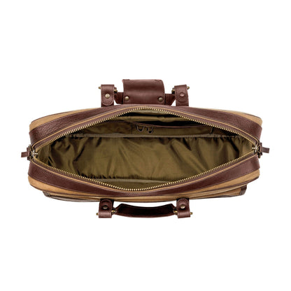 Campaign Waxed Canvas Briefcase-Bags > Briefcase > Waxed Canvas-Smoke-Brown-Mission Mercantile Leather Goods