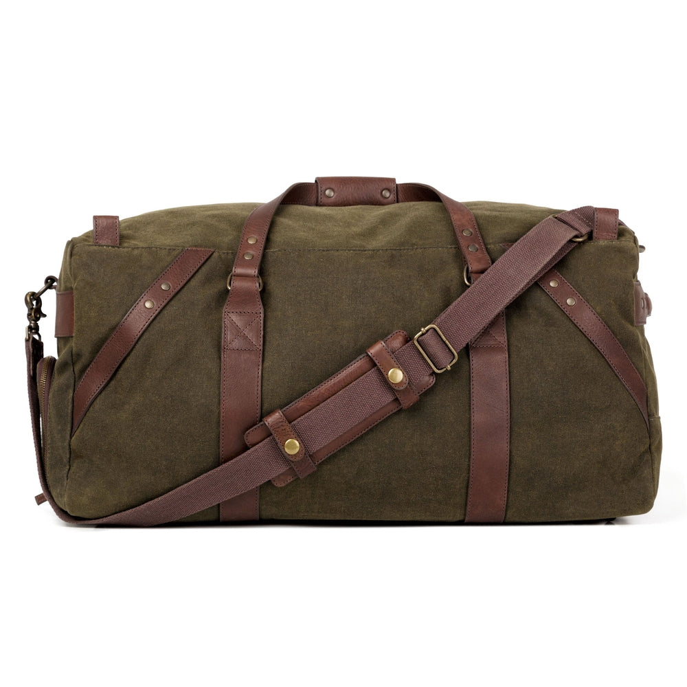 Campaign Waxed Canvas Large Duffle Bag-Bags > Duffle Bag > Waxed Canvas-Smoke-Forest-Mission Mercantile Leather Goods