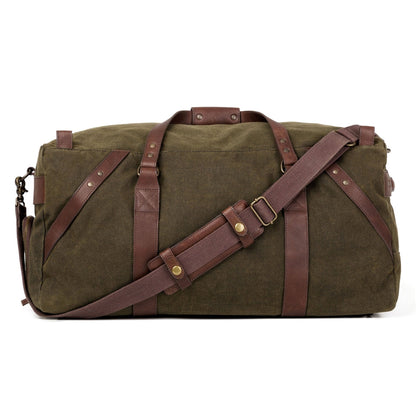 Campaign Waxed Canvas Large Duffle Bag-Bags > Duffle Bag > Waxed Canvas-Smoke-Forest-Mission Mercantile Leather Goods
