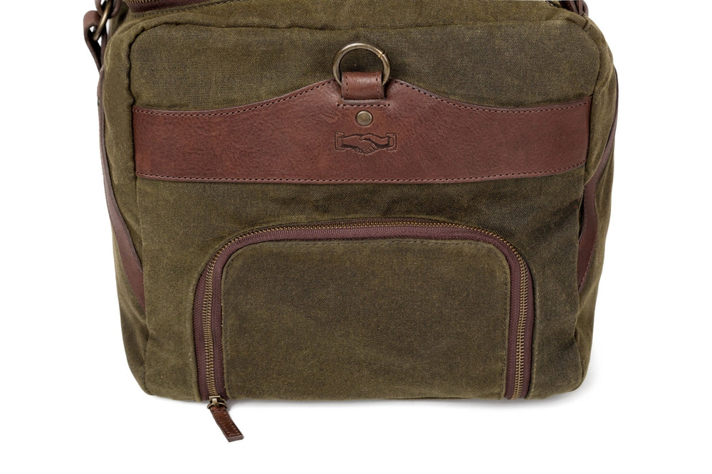 Campaign Waxed Canvas Large Duffle Bag-Bags > Duffle Bag > Waxed Canvas-Smoke-Forest-Mission Mercantile Leather Goods