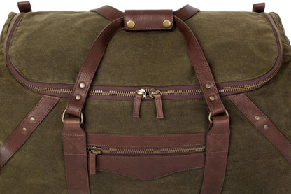 Campaign Waxed Canvas Large Duffle Bag-Bags > Duffle Bag > Waxed Canvas-Smoke-Forest-Mission Mercantile Leather Goods