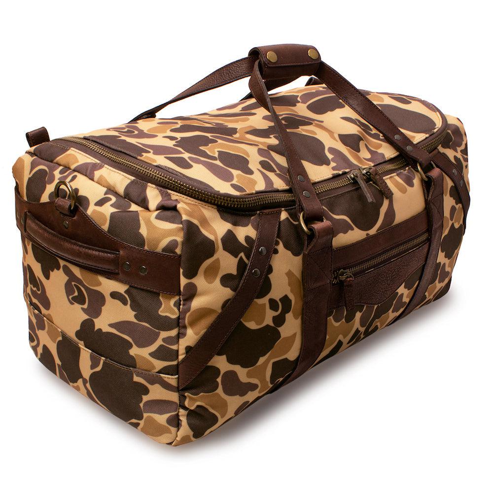 Campaign Waxed Canvas Large Duffle Bag-Bags > Duffle Bag > Waxed Canvas-Smoke-Vintage Camo-Mission Mercantile Leather Goods