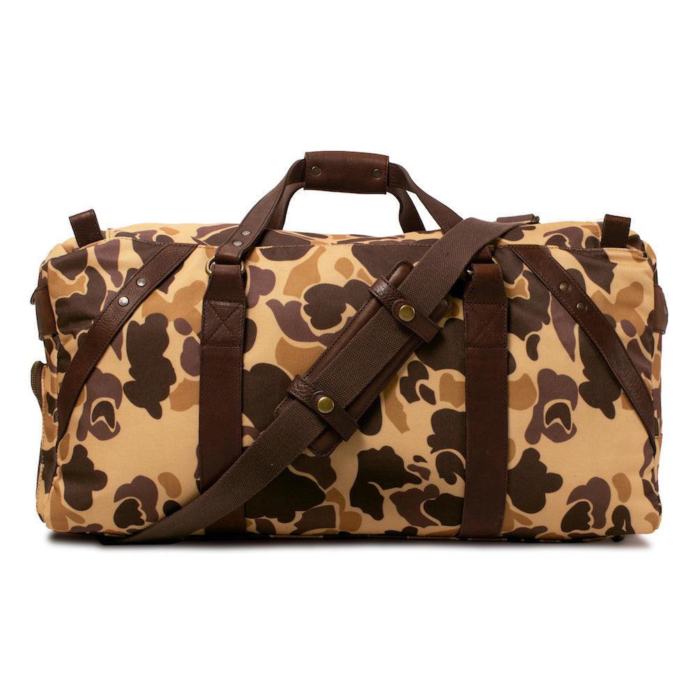 Campaign Waxed Canvas Large Duffle Bag-Bags > Duffle Bag > Waxed Canvas-Smoke-Vintage Camo-Mission Mercantile Leather Goods