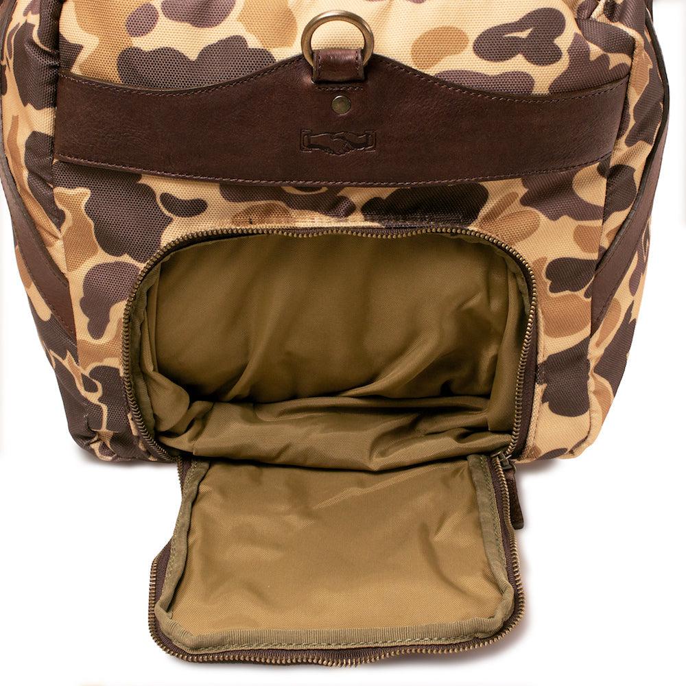 Campaign Waxed Canvas Large Duffle Bag-Bags > Duffle Bag > Waxed Canvas-Smoke-Vintage Camo-Mission Mercantile Leather Goods