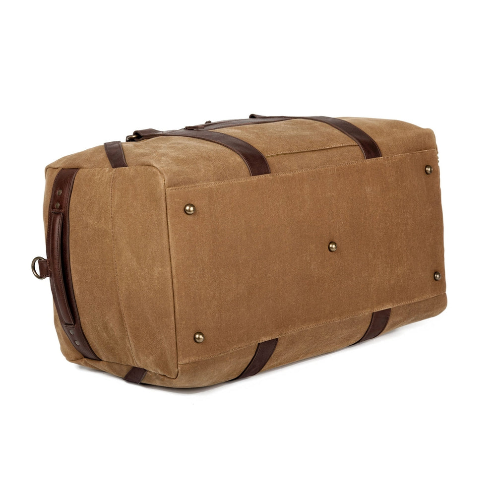Campaign Waxed Canvas Large Duffle Bag-Bags > Duffle Bag > Waxed Canvas-Smoke-Brown-Mission Mercantile Leather Goods
