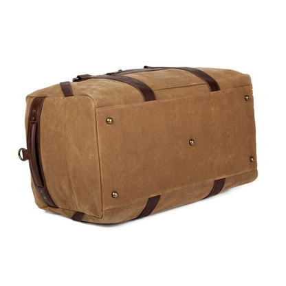 Campaign Waxed Canvas Large Duffle Bag-Bags > Duffle Bag > Waxed Canvas-Smoke-Brown-Mission Mercantile Leather Goods