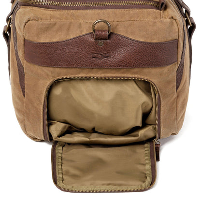 Campaign Waxed Canvas Large Duffle Bag-Bags > Duffle Bag > Waxed Canvas-Smoke-Brown-Mission Mercantile Leather Goods