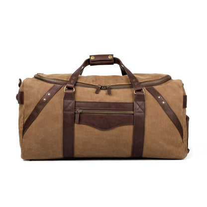 Campaign Waxed Canvas Large Duffle Bag-Bags > Duffle Bag > Waxed Canvas-Smoke-Brown-Mission Mercantile Leather Goods