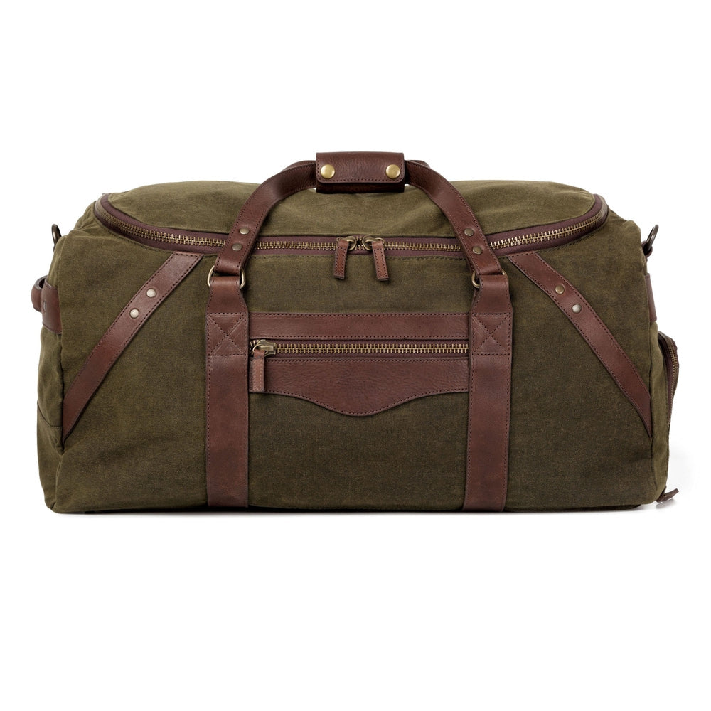 Campaign Waxed Canvas Large Duffle Bag-Bags > Duffle Bag > Waxed Canvas-Smoke-Forest-Mission Mercantile Leather Goods