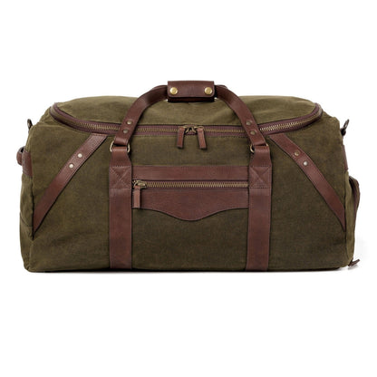 Campaign Waxed Canvas Large Duffle Bag-Bags > Duffle Bag > Waxed Canvas-Smoke-Forest-Mission Mercantile Leather Goods