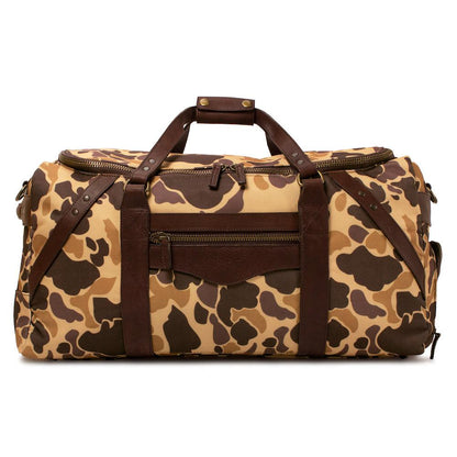 Campaign Waxed Canvas Large Duffle Bag-Bags > Duffle Bag > Waxed Canvas-Smoke-Vintage Camo-Mission Mercantile Leather Goods