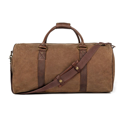 Campaign Waxed Canvas Large Field Duffle Bag-Bags > Duffle Bag > Waxed Canvas-Smoke-Brown-Mission Mercantile Leather Goods