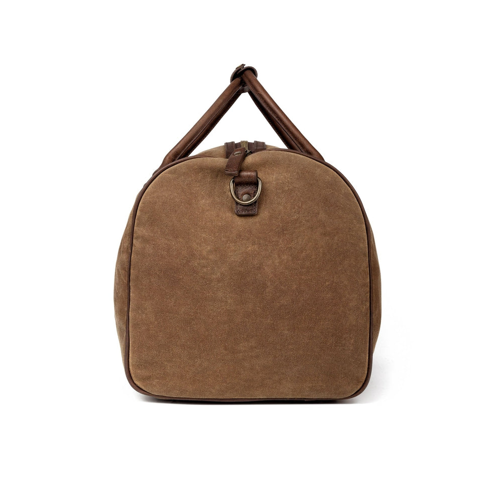 Campaign Waxed Canvas Large Field Duffle Bag-Bags > Duffle Bag > Waxed Canvas-Smoke-Brown-Mission Mercantile Leather Goods