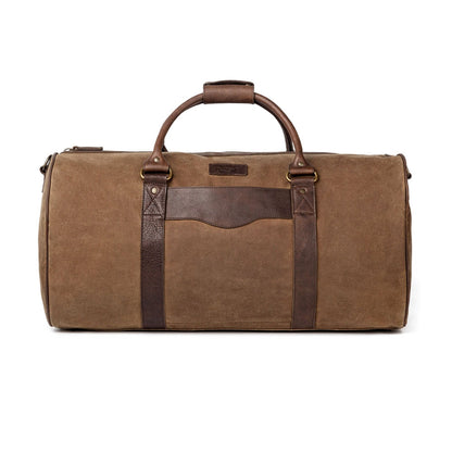Campaign Waxed Canvas Large Field Duffle Bag-Bags > Duffle Bag > Waxed Canvas-Smoke-Brown-Mission Mercantile Leather Goods
