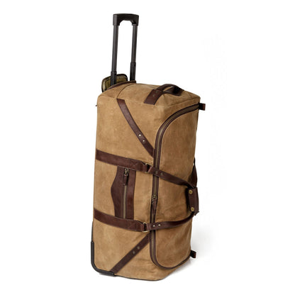 Campaign Waxed Canvas Large Roller Duffle Bag-Bags > Duffle Bag > Waxed Canvas-Smoke-Brown-Mission Mercantile Leather Goods