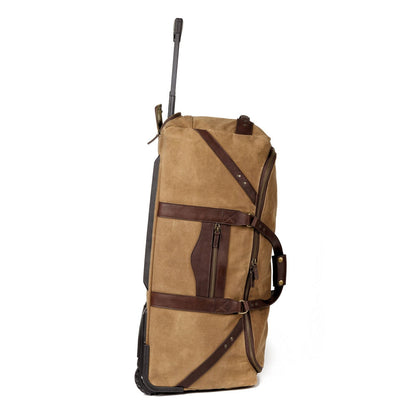 Campaign Waxed Canvas Large Roller Duffle Bag-Bags > Duffle Bag > Waxed Canvas-Smoke-Brown-Mission Mercantile Leather Goods