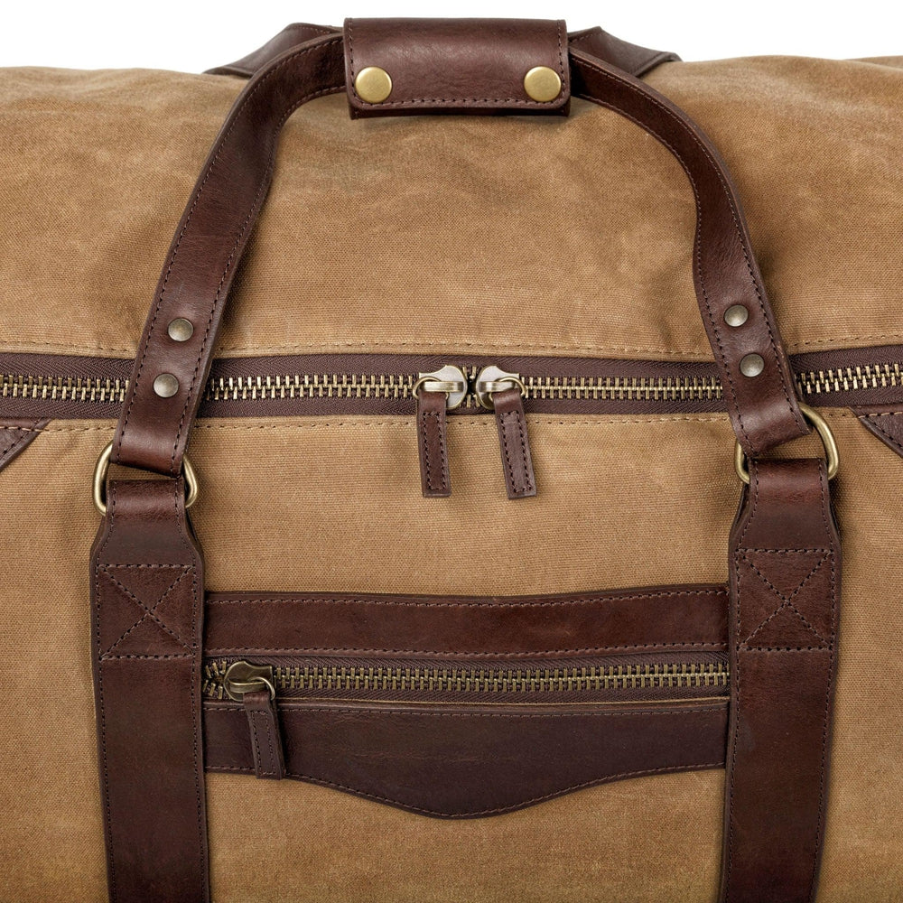 Campaign Waxed Canvas Large Roller Duffle Bag-Bags > Duffle Bag > Waxed Canvas-Smoke-Brown-Mission Mercantile Leather Goods