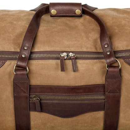 Campaign Waxed Canvas Large Roller Duffle Bag-Bags > Duffle Bag > Waxed Canvas-Smoke-Brown-Mission Mercantile Leather Goods