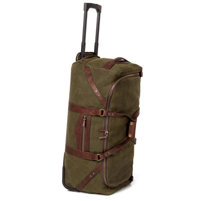 Campaign Waxed Canvas Large Roller Duffle Bag-Bags > Duffle Bag > Waxed Canvas-Smoke-Forest-Mission Mercantile Leather Goods