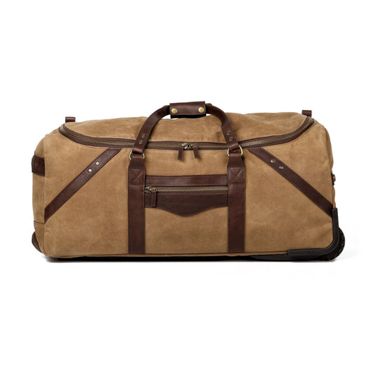 Campaign Waxed Canvas Large Roller Duffle Bag-Bags > Duffle Bag > Waxed Canvas-Smoke-Brown-Mission Mercantile Leather Goods