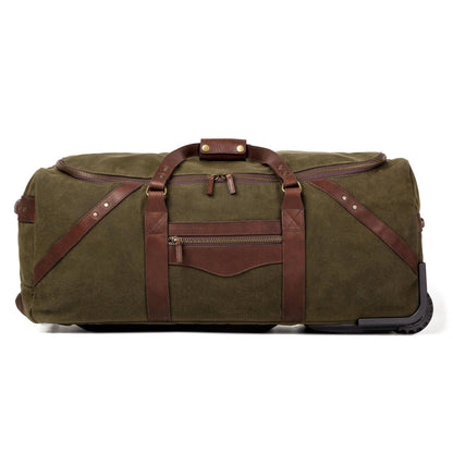 Campaign Waxed Canvas Large Roller Duffle Bag-Bags > Duffle Bag > Waxed Canvas-Smoke-Forest-Mission Mercantile Leather Goods