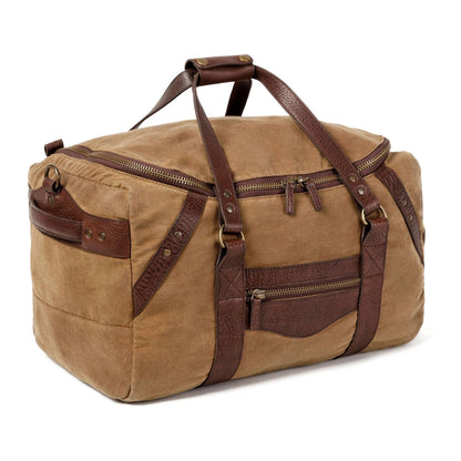 Campaign Waxed Canvas Medium Duffle Bag-Bags > Duffle Bag > Waxed Canvas-Smoke-Brown-Mission Mercantile Leather Goods