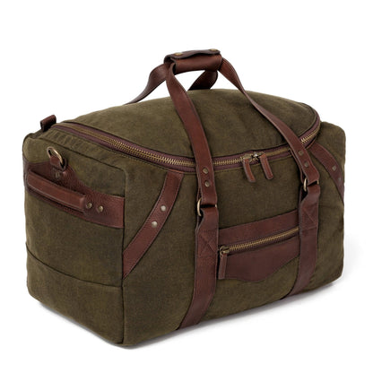Campaign Waxed Canvas Medium Duffle Bag-Bags > Duffle Bag > Waxed Canvas-Smoke-Forest-Mission Mercantile Leather Goods