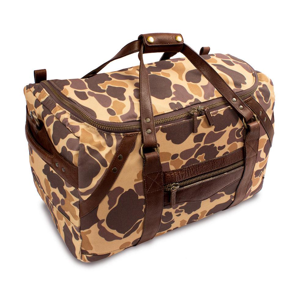 Campaign Waxed Canvas Medium Duffle Bag-Bags > Duffle Bag > Waxed Canvas-Smoke-Vintage Camo-Mission Mercantile Leather Goods