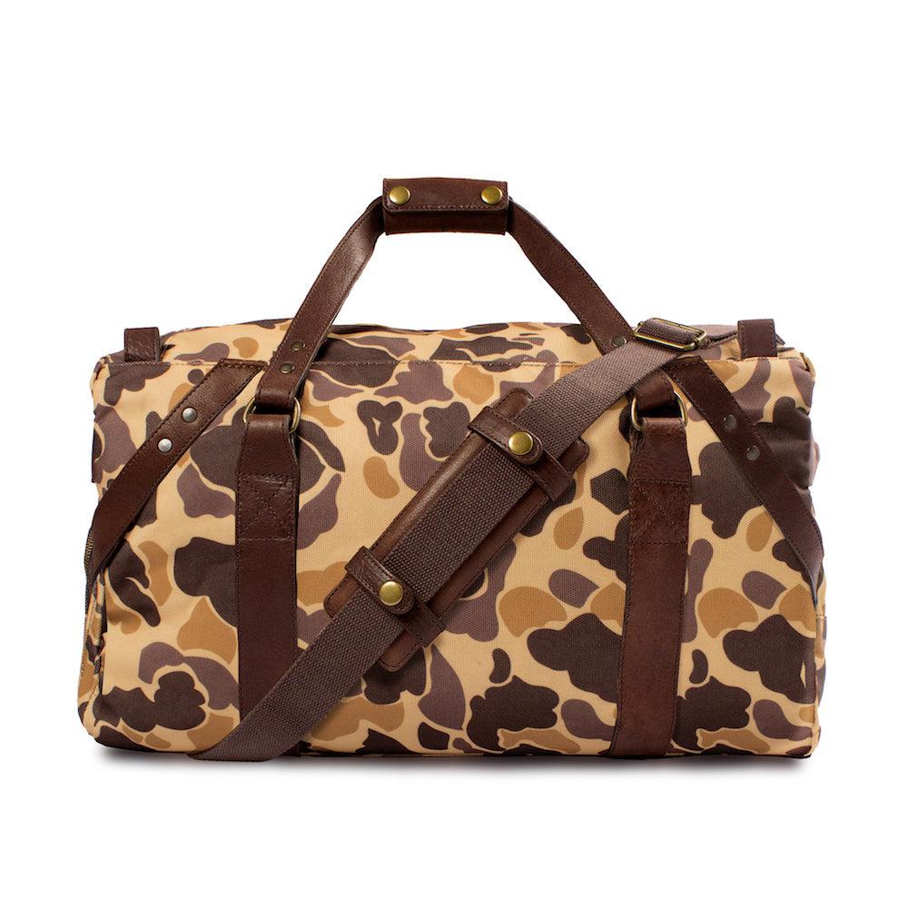 Campaign Waxed Canvas Medium Duffle Bag-Bags > Duffle Bag > Waxed Canvas-Smoke-Vintage Camo-Mission Mercantile Leather Goods