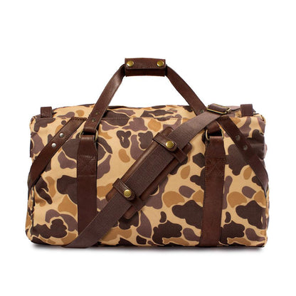 Campaign Waxed Canvas Medium Duffle Bag-Bags > Duffle Bag > Waxed Canvas-Smoke-Vintage Camo-Mission Mercantile Leather Goods