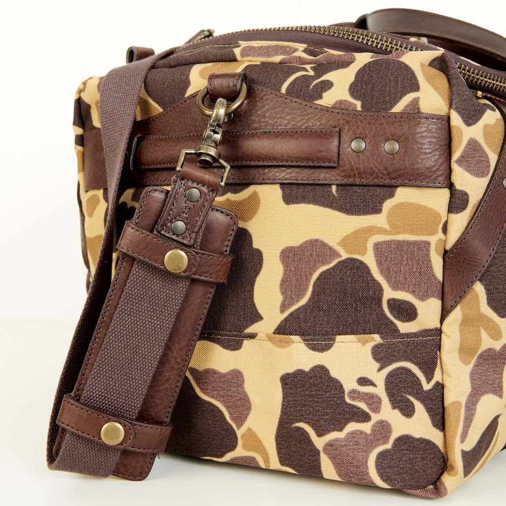 Campaign Waxed Canvas Medium Duffle Bag-Bags > Duffle Bag > Waxed Canvas-Smoke-Vintage Camo-Mission Mercantile Leather Goods