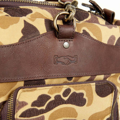 Campaign Waxed Canvas Medium Duffle Bag-Bags > Duffle Bag > Waxed Canvas-Smoke-Vintage Camo-Mission Mercantile Leather Goods