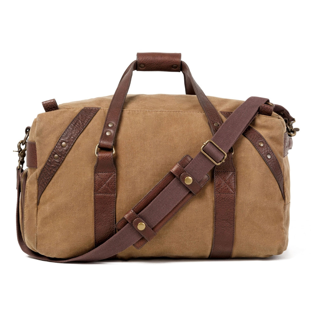 Campaign Waxed Canvas Medium Duffle Bag-Bags > Duffle Bag > Waxed Canvas-Smoke-Brown-Mission Mercantile Leather Goods