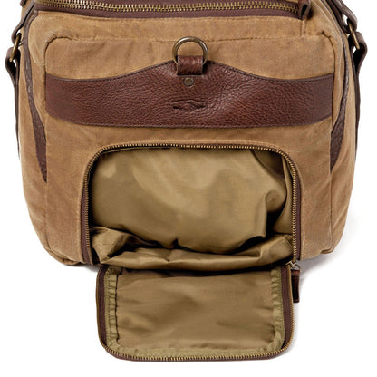 Campaign Waxed Canvas Medium Duffle Bag-Bags > Duffle Bag > Waxed Canvas-Smoke-Brown-Mission Mercantile Leather Goods