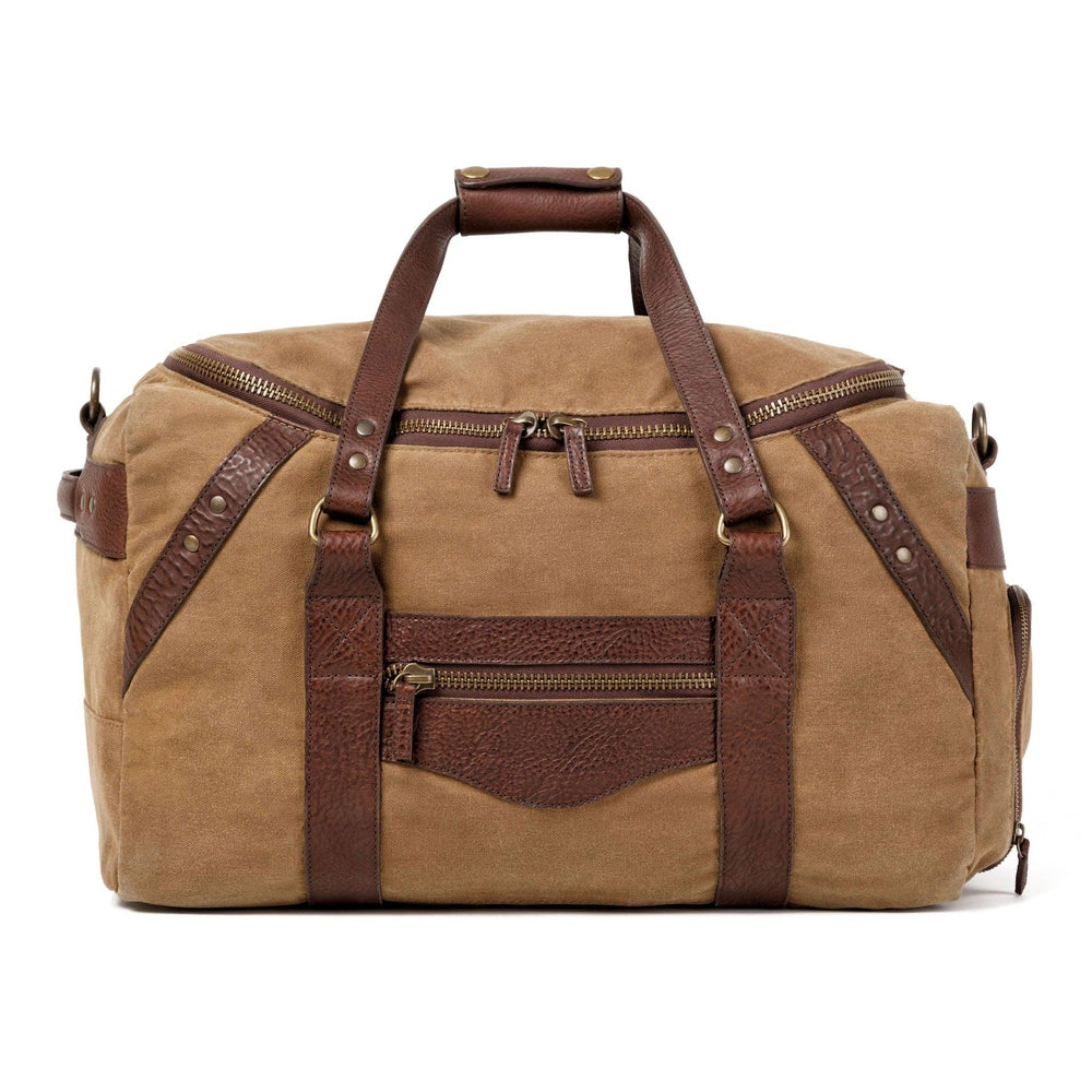 Campaign Waxed Canvas Medium Duffle Bag-Bags > Duffle Bag > Waxed Canvas-Smoke-Brown-Mission Mercantile Leather Goods