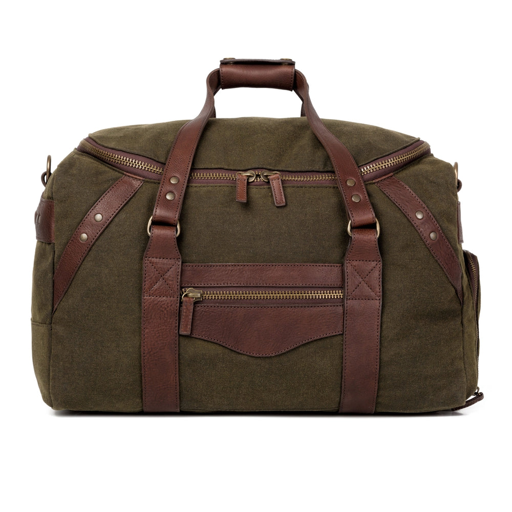 Campaign Waxed Canvas Medium Duffle Bag-Bags > Duffle Bag > Waxed Canvas-Smoke-Forest-Mission Mercantile Leather Goods