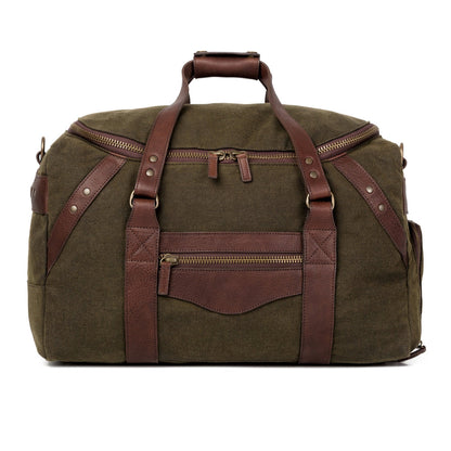 Campaign Waxed Canvas Medium Duffle Bag-Bags > Duffle Bag > Waxed Canvas-Smoke-Forest-Mission Mercantile Leather Goods
