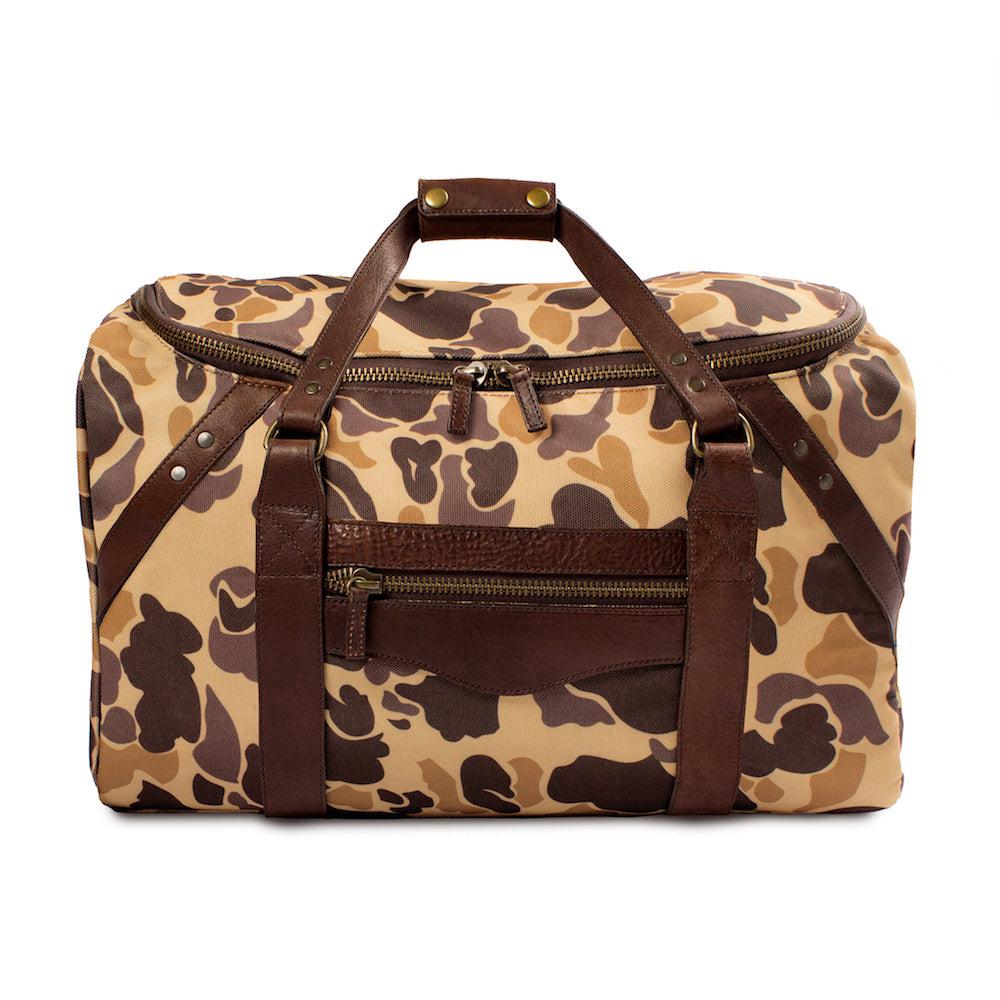 Campaign Waxed Canvas Medium Duffle Bag-Bags > Duffle Bag > Waxed Canvas-Smoke-Vintage Camo-Mission Mercantile Leather Goods