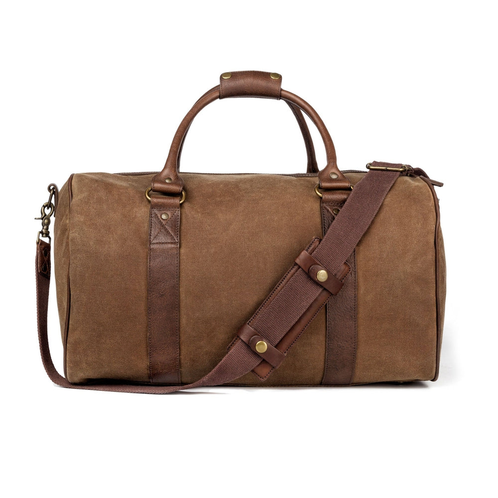 Campaign Waxed Canvas Medium Field Duffle Bag-Bags > Duffle Bag > Waxed Canvas-Smoke-Brown-Mission Mercantile Leather Goods